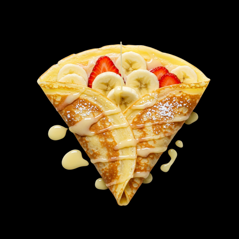 Banana Strawberry and Condensed Milk Crepe