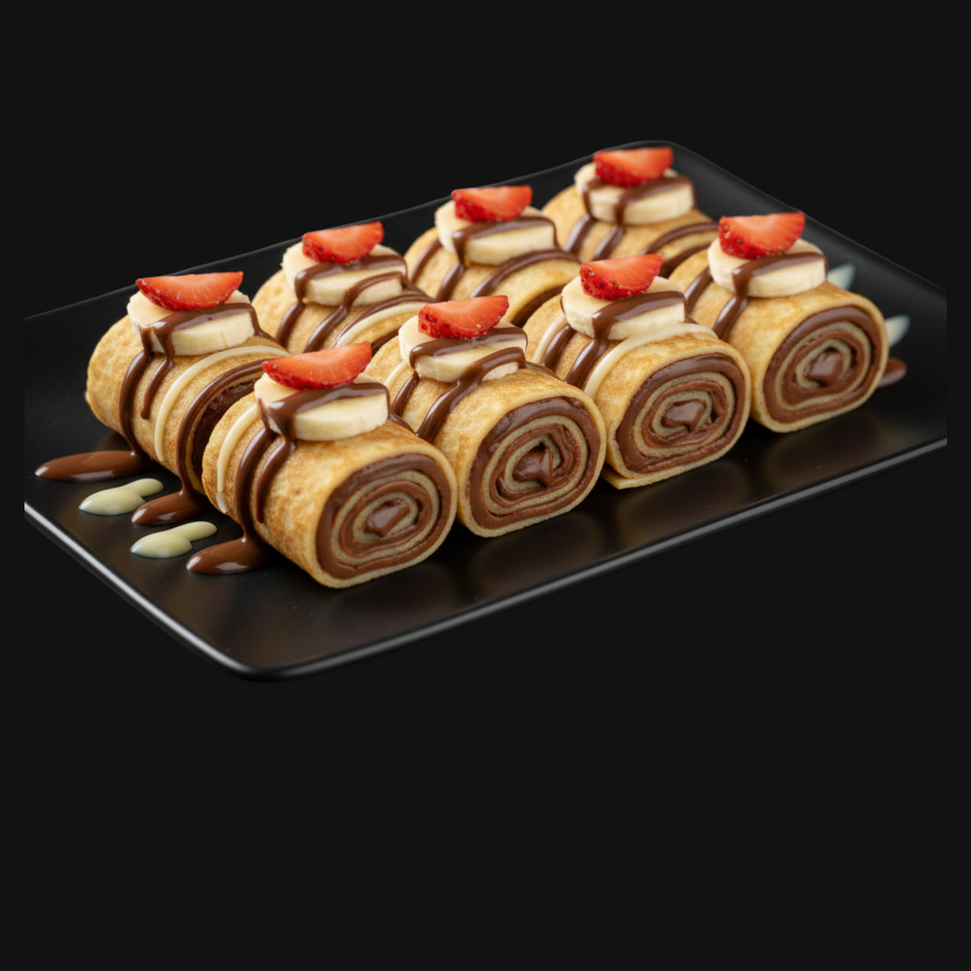 Banana Strawberry and Nutella Crepe Roll