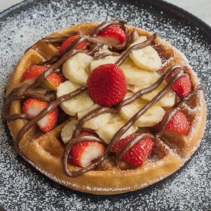 BANANA STRAWBERRY AND NUTELLA WAFFLE